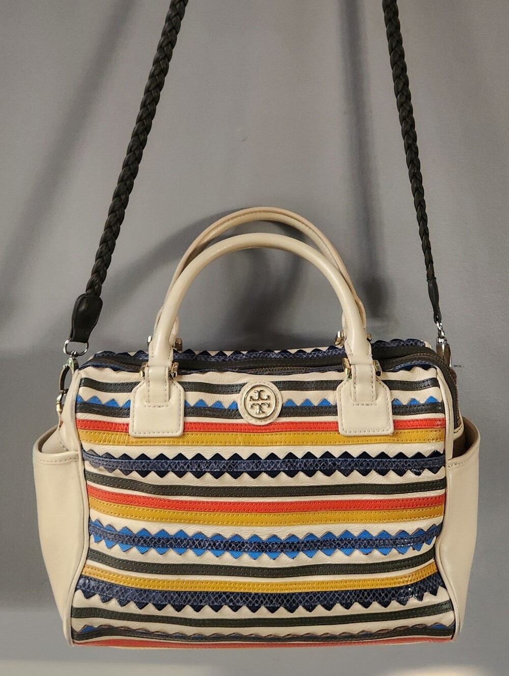 Tory Burch Robinson ZigZag Middy Leather Satchel *READ*